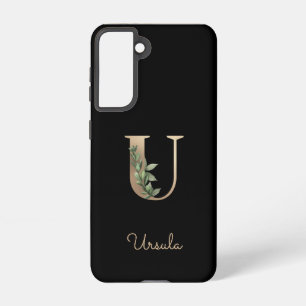 Elegant Botanical Monogram Gold Letter U Samsung Galaxy Case