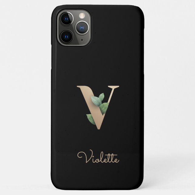 Elegant Botanical Monogram Gold Letter V Case-Mate iPhone Case (Back)