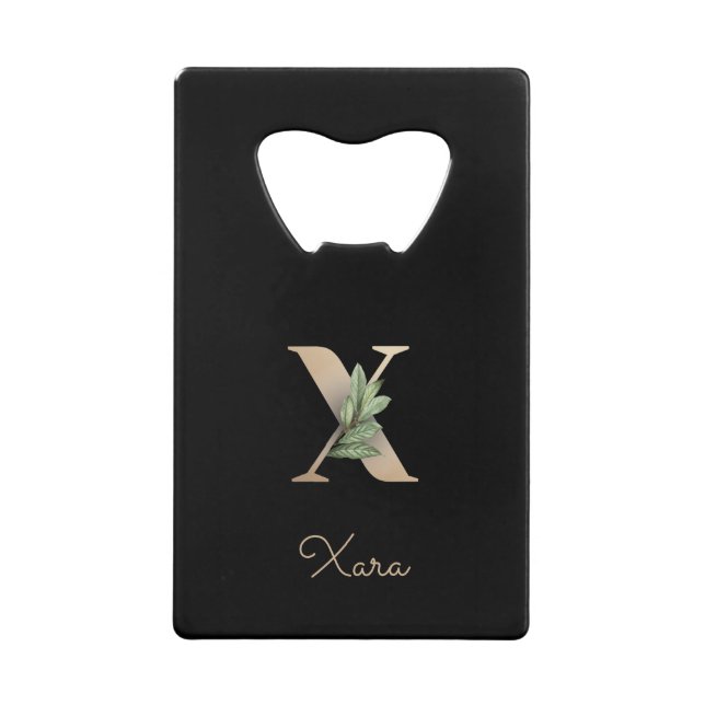 Elegant Botanical Monogram Gold Letter X  (Front)