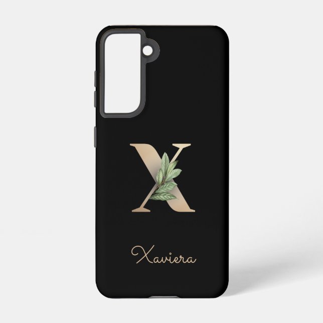 Elegant Botanical Monogram Gold Letter X Samsung Galaxy S21 Case (Back)