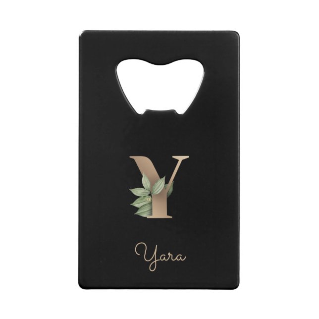 Elegant Botanical Monogram Gold Letter Y  (Front)