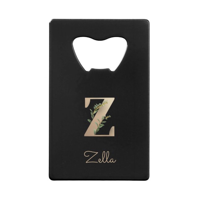 Elegant Botanical Monogram Gold Letter Z  (Front)