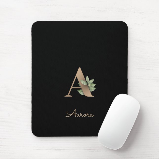 Elegant Botanical Monogram Letter A  Mouse Pad (With Mouse)