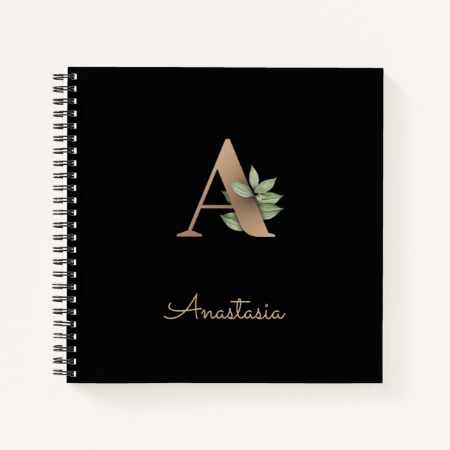 Elegant Botanical Monogram Letter A  Notebook (Front)