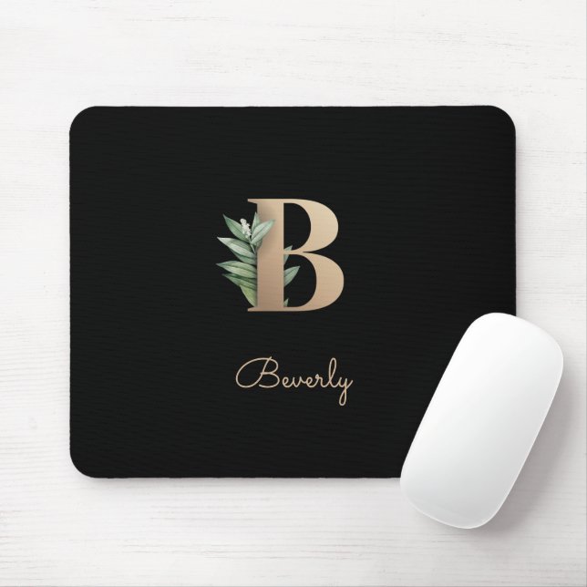 Elegant Botanical Monogram Letter B  Mouse Pad (With Mouse)