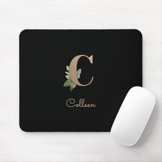 Elegant Botanical Monogram Letter C  Mouse Pad (With Mouse)