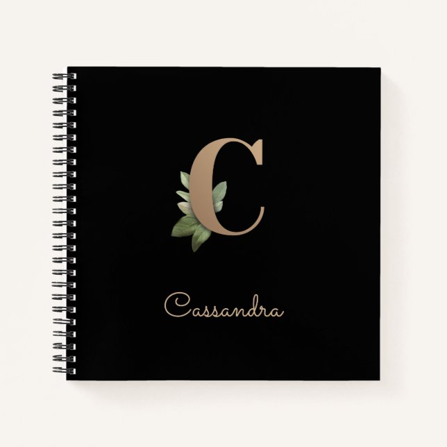 Elegant Botanical Monogram Letter C  Notebook (Front)