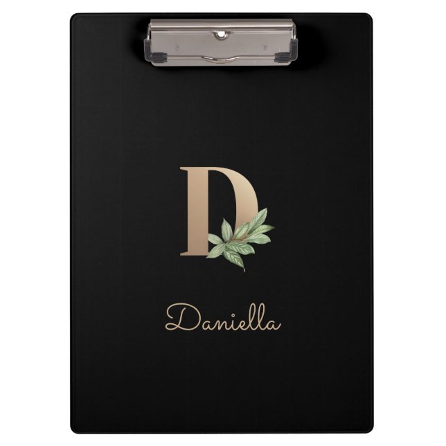 Elegant Botanical Monogram Letter D  Clipboard (Front)