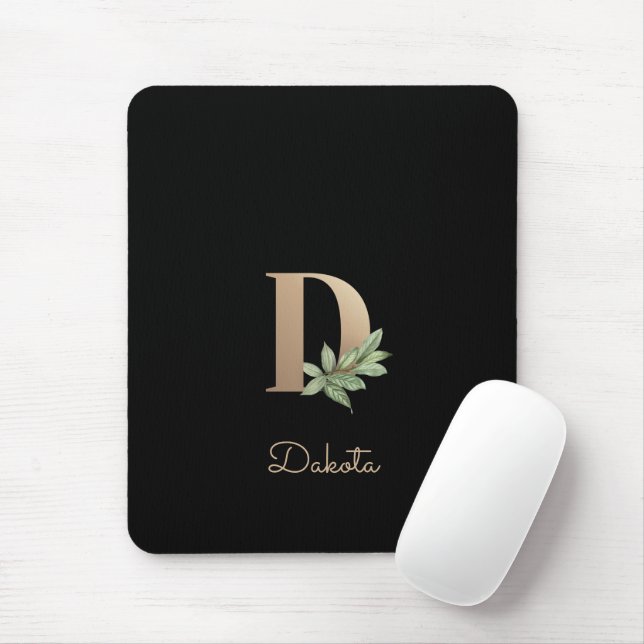 Elegant Botanical Monogram Letter D  Mouse Pad (With Mouse)