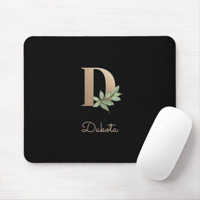 Elegant Botanical Monogram Letter D  Mouse Pad (With Mouse)