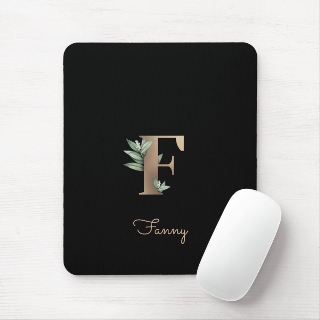 Elegant Botanical Monogram Letter F  Mouse Pad (With Mouse)
