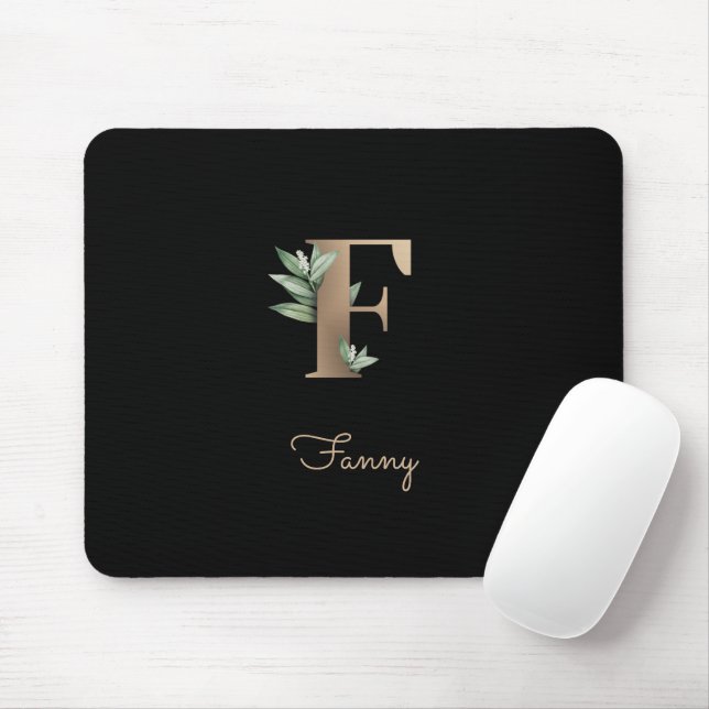 Elegant Botanical Monogram Letter F  Mouse Pad (With Mouse)