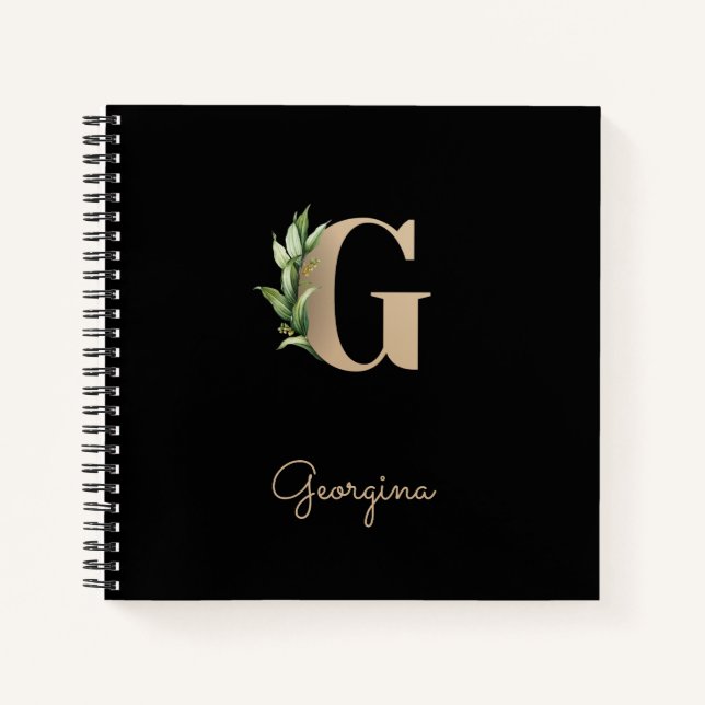 Elegant Botanical Monogram Letter G  Notebook (Front)