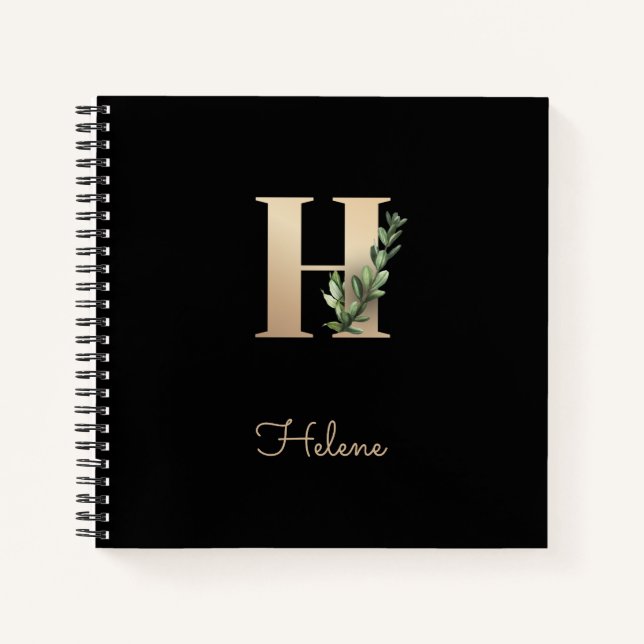 Elegant Botanical Monogram Letter H  Notebook (Front)