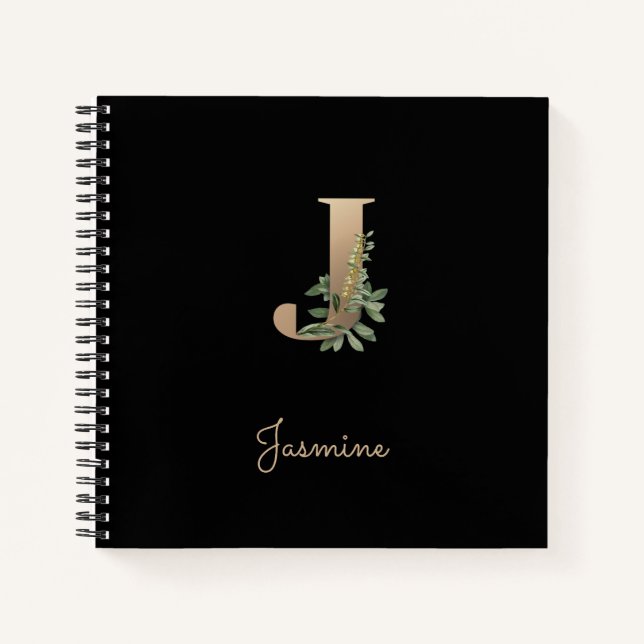Elegant Botanical Monogram Letter J  Notebook (Front)