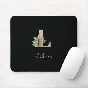 Elegant Botanical Monogram Letter L Mouse Pad