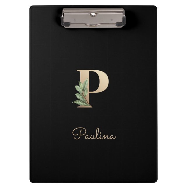 Elegant Botanical Monogram Letter P  Clipboard (Front)
