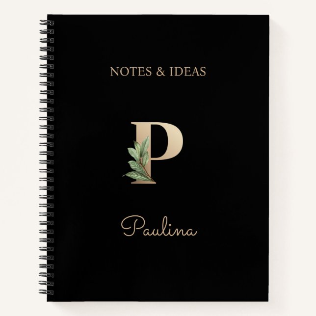 Elegant Botanical Monogram Letter P  Notebook (Front)