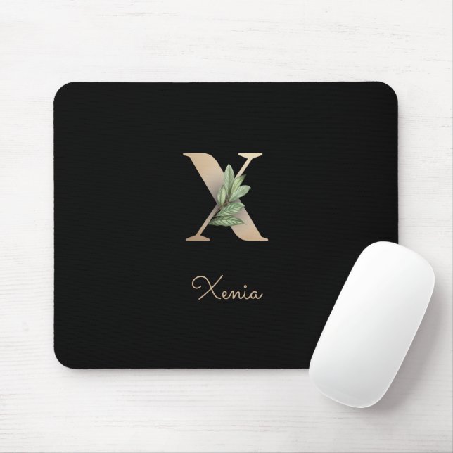 Elegant Botanical Monogram Letter X  Mouse Pad (With Mouse)