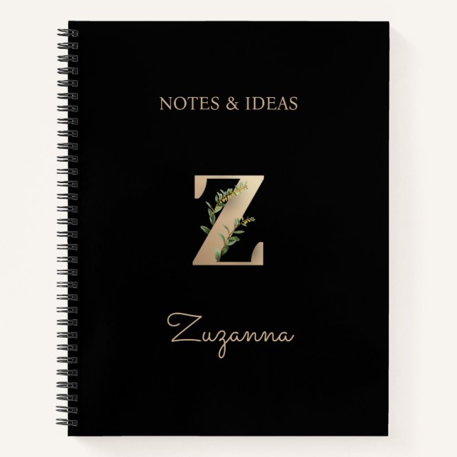 Elegant Botanical Monogram Letter Z  Notebook (Front)