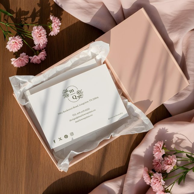  Elegant Botanical Monogram Order Thank You Card (Elegant Botanical Monogram Order Thank You Card)