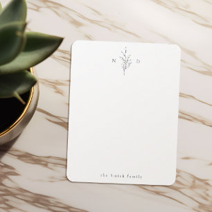Elegant botanical monogram personalised Stationery Card