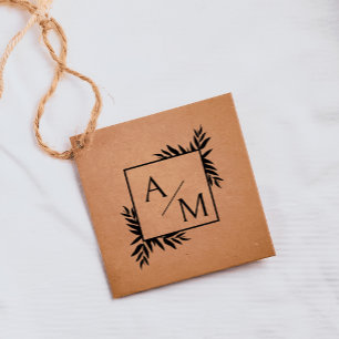 Elegant, botanical, monogram rubber stamp