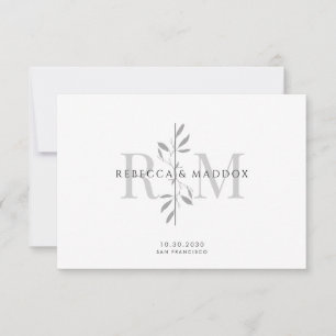 Elegant Botanical Monogram Wedding Thank You Card