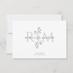 Elegant Botanical Monogram Wedding Thank You Card