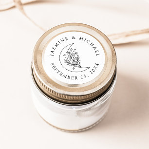 Elegant Botanical Moon and Stars Wedding Favour Classic Round Sticker