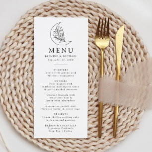 Elegant Botanical Moon and Stars Wedding Menu
