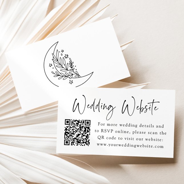 Elegant Botanical Moon and Stars Wedding Website Enclosure Card (Creator Uploaded)