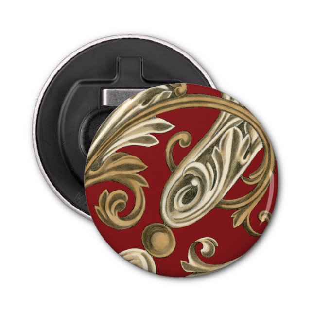 Elegant Botanical Motif with Tan Foliage Bottle Opener (Front)