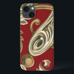 Elegant Botanical Motif with Tan Foliage iPhone 13 Case<br><div class="desc">An Ethan Harper original that features tan foliage on a red background. This elegant botanical motif would be a great gift for anyone who enjoys bold colours!</div>
