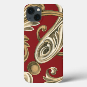 Elegant Botanical Motif with Tan Foliage iPhone 13 Case