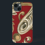 Elegant Botanical Motif with Tan Foliage iPhone 13 Case<br><div class="desc">An Ethan Harper original that features tan foliage on a red background. This elegant botanical motif would be a great gift for anyone who enjoys bold colours!</div>