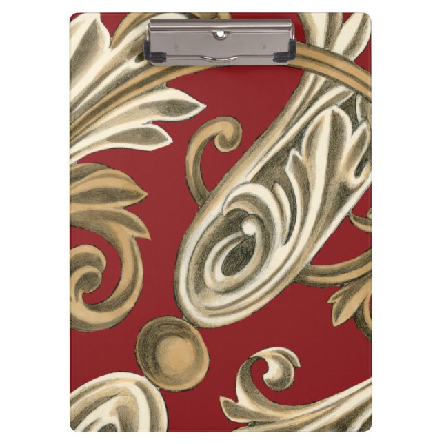 Elegant Botanical Motif with Tan Foliage Clipboard (Front)