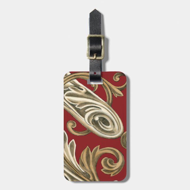 Elegant Botanical Motif with Tan Foliage Luggage Tag (Front Vertical)