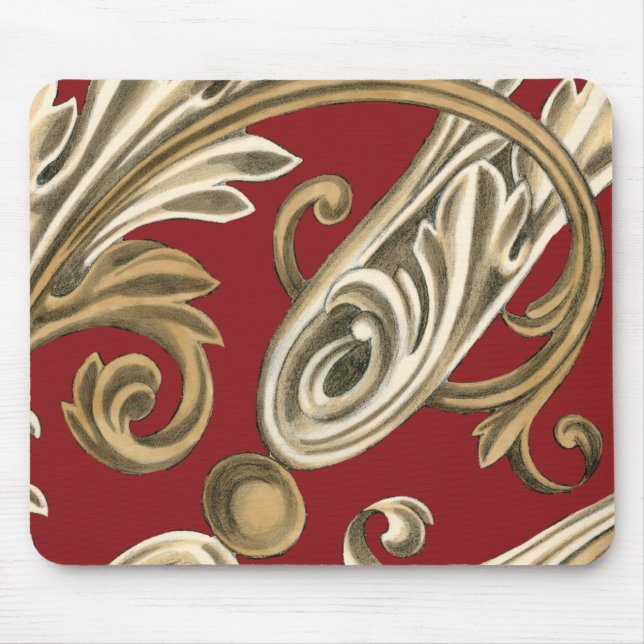 Elegant Botanical Motif with Tan Foliage Mouse Pad (Front)