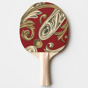 Elegant Botanical Motif with Tan Foliage Ping Pong Paddle