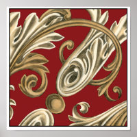 Elegant Botanical Motif with Tan Foliage