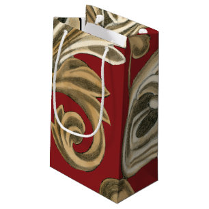 Elegant Botanical Motif with Tan Foliage Small Gift Bag