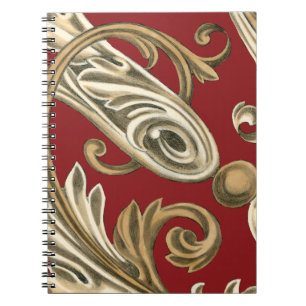 Elegant Botanical Motif with Tan Foliage Spiral Notebook