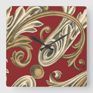 Elegant Botanical Motif with Tan Foliage Square Wall Clock