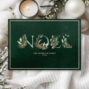 Elegant Botanical Noel Family Christmas Card