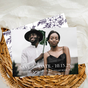 Elegant Botanical One Photo Wedding Save The Date