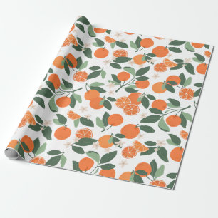 Elegant Botanical Orange Citrus Wrapping Paper wit
