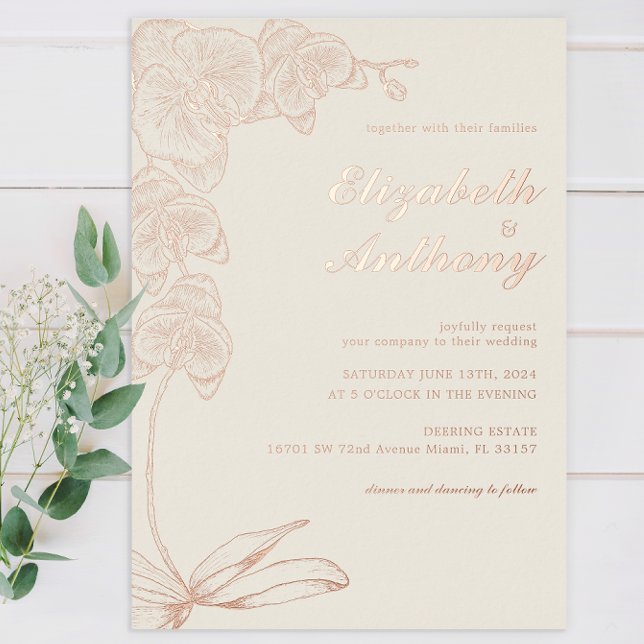Elegant Botanical Orchid Real Foil Wedding (Creator Uploaded)