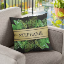 Elegant Botanical Palm Green Faux Gold Pattern