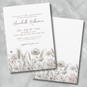 Elegant Botanical Pampas Floral Boho Bridal Shower Invitation